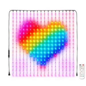 וילון תאורת לד חכם RGB עם שליטה באפליקציה ובלוטות' – תצוגת מוצר על רקע לבן